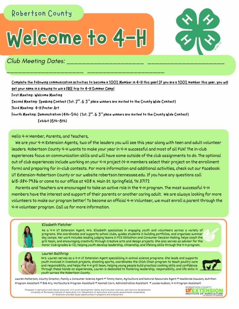 Welcome to 4-H!